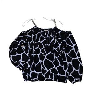 Michael Kors Giraffe black and whit print top
